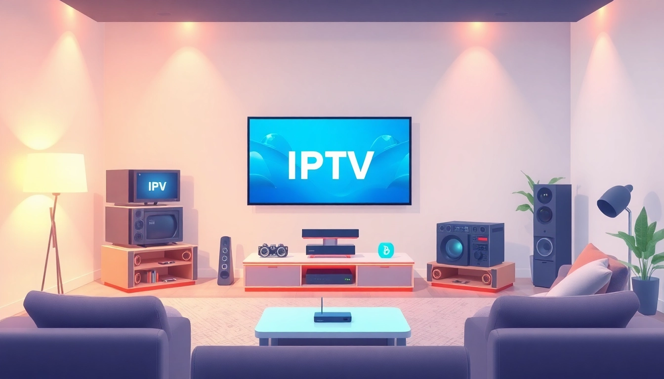 NỔ HŨ streaming on various devices in a modern living room setting, showcasing vibrant visuals.